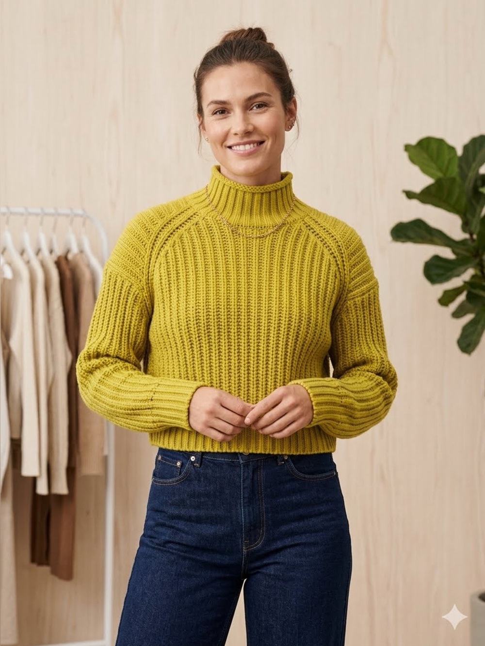 EUC size S H&M mock-neck chunky sweater.